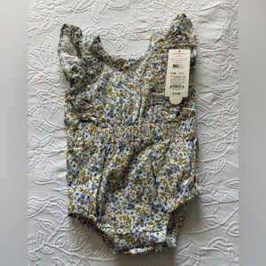 Cat and Jack 3-6m nwt Blue and Yellow Floral Baby Romper